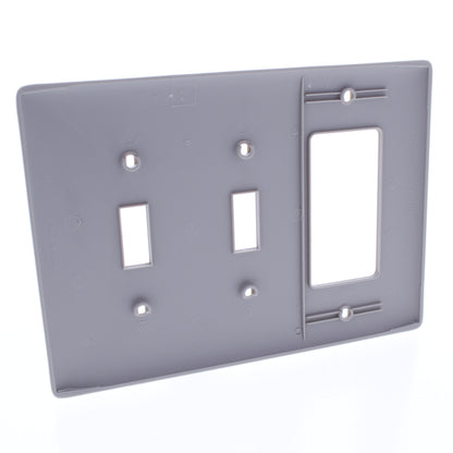 Hubbell NPJ226GY Gray 3-Gang Toggle Decorator Unbreakable Midsize Wallplate 10pc