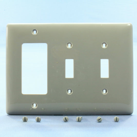 Hubbell Gray Unbreakable 3-Gang Gfci & Switch Cover Mid-size Wallplate NPJ226GY