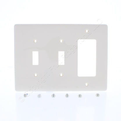 Hubbell NPJ226LA Lt Almond 3-Gang Toggle Decorator Unbreakable Midsize Wallplate
