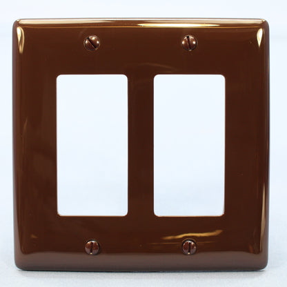 Hubbell NPJ262 Brown 2-Gang Decorator GFCI Unbreakable Mid-Size Wallplate Cover