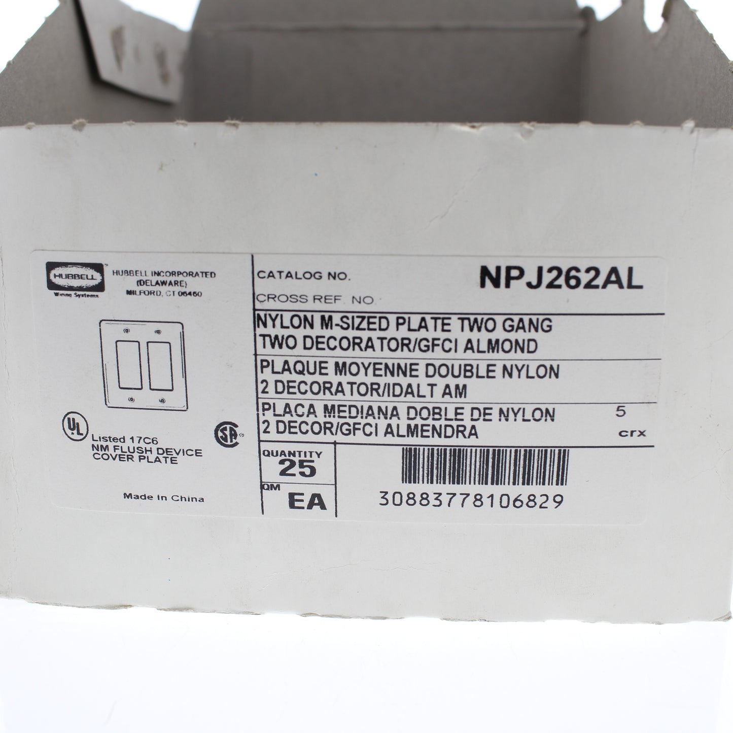 Hubbell NPJ262AL Almond 2-Gang Nylon Decorator MidSize Wallplates Cover 25-Pack