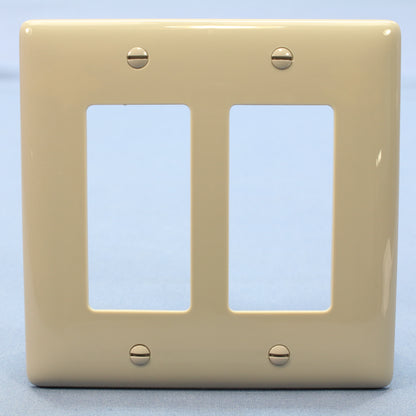 Hubbell NPJ262GY Gray 2-Gang Decorator GFCI Unbreakable Mid-Size Wallplate Cover
