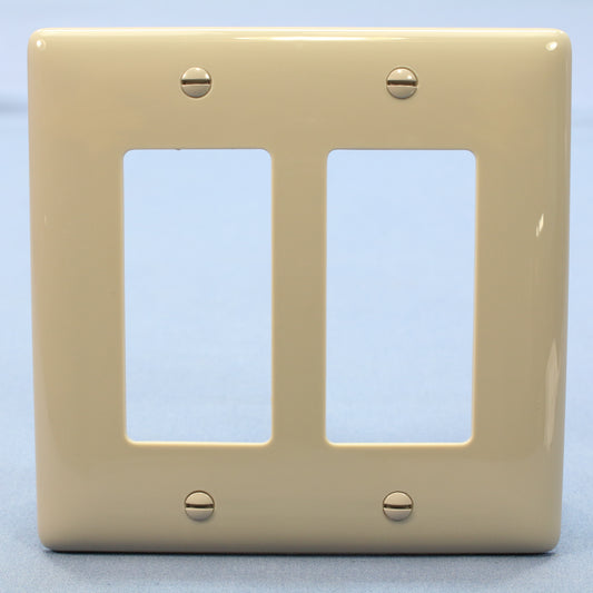 Hubbell NPJ262GY Gray 2-Gang Decorator GFCI Unbreakable Mid-Size Wallplate Cover