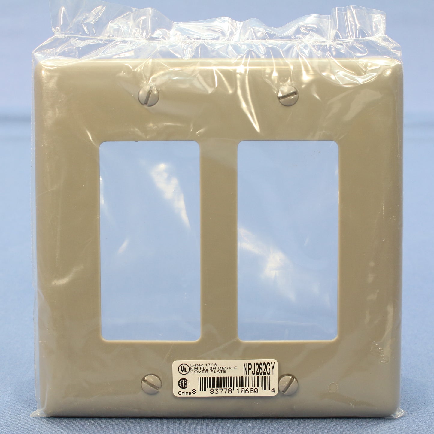 Hubbell NPJ262GY Gray 2-Gang Decorator GFCI Unbreakable Mid-Size Wallplate Cover