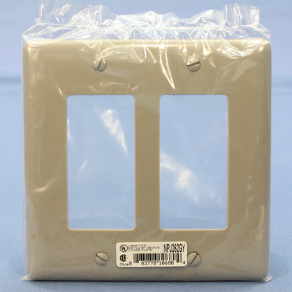 Hubbell NPJ262GY Gray 2-Gang Decorator GFCI Unbreakable Mid-Size Wallplate Cover