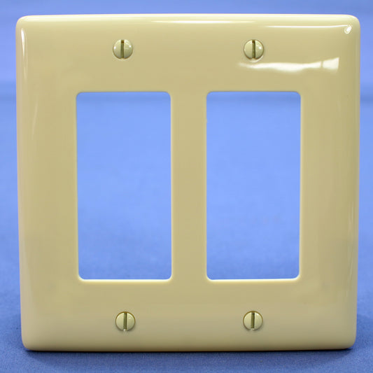 Hubbell NPJ262I Ivory 2-Gang Decorator GFCI Unbreakable Mid-Size Wallplate Cover
