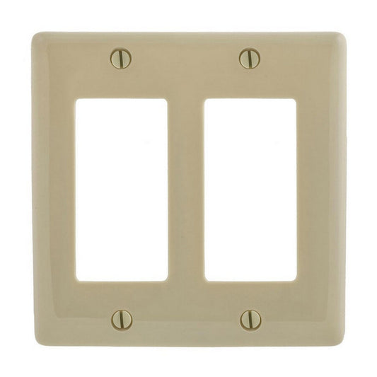 Hubbell NPJ262IZ Ivory 2-Gang Decorator GFI Unbreakable Mid-Size Wallplate Cover