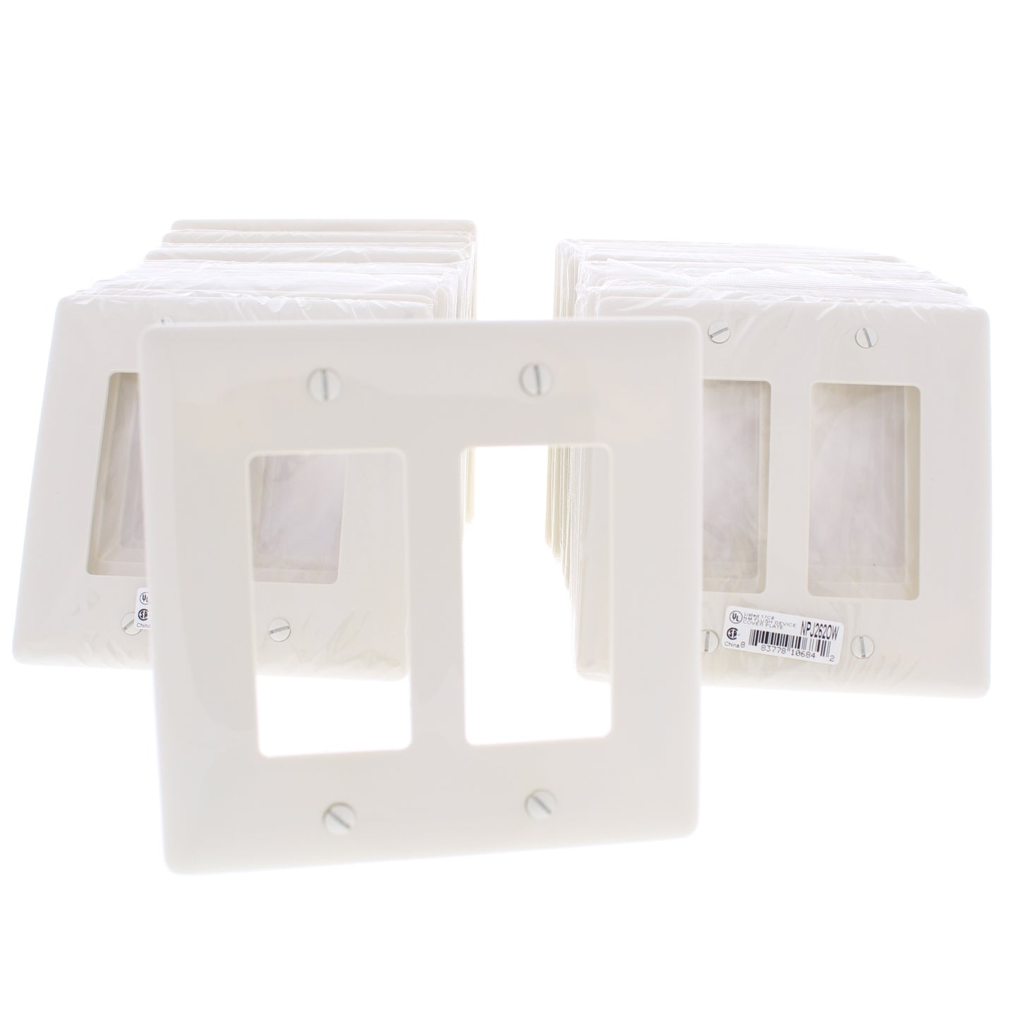 Hubbell NPJ262W Office White 2-Gang Nylon Decorator/Gfci MidSize Wallplate 25pcs