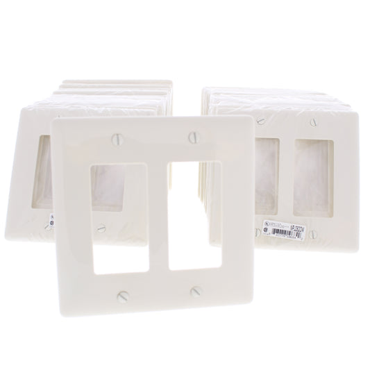 Hubbell NPJ262W Office White 2-Gang Nylon Decorator/Gfci MidSize Wallplate 25pcs