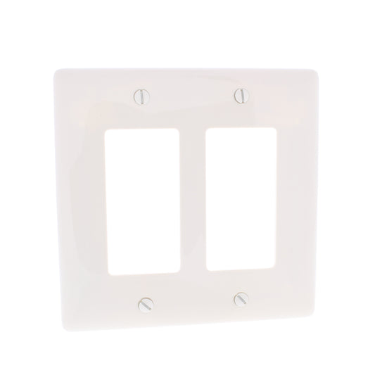 Hubbell NPJ262OW Office White 2-Gang Decorator GFI Unbreakable Midsize Wallplate