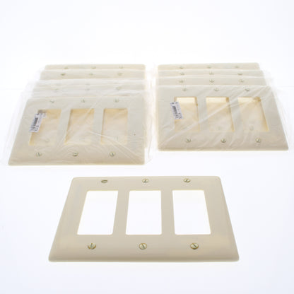 Hubbell NPJ263AL Almond 3-Gang Decorator Unbreakable Midsize Wallplates 10pcs