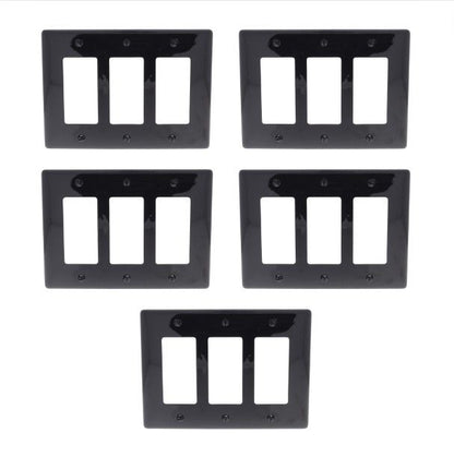 Hubbell NPJ263BK Black 3-Gang Decorator Unbreakable Mid-Size Wallplate Cover 5pc