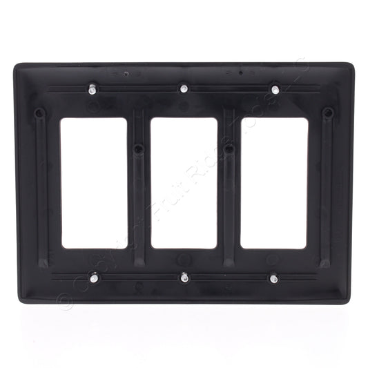 Hubbell NPJ263BK Black 3-Gang Decorator GFI Unbreakable Mid-Size Wallplate Cover