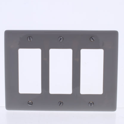 Hubbell NPJ263GY Gray 3-Gang Decorator GFCI Unbreakable Mid-Size Wallplate Cover