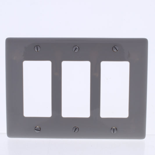 Hubbell NPJ263GY Gray 3-Gang Decorator GFCI Unbreakable Mid-Size Wallplate Cover