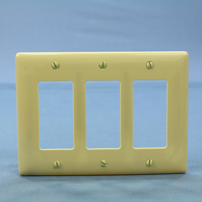 Hubbell NPJ263I Ivory 3-Gang Decorator GFCI Unbreakable Mid-Size Wallplate Cover