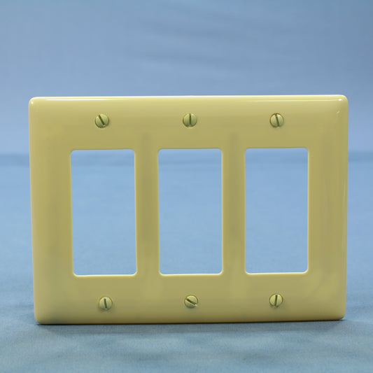 Hubbell NPJ263I Ivory 3-Gang Decorator GFCI Unbreakable Mid-Size Wallplate Cover