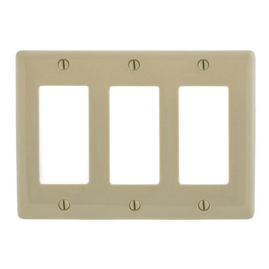 Hubbell NPJ263IZ Ivory 3-Gang Decorator GFI Unbreakable Mid-Size Wallplate Cover