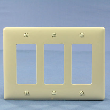 Hubbell NPJ263LA Lt Almond 3-Gang Decorator Unbreakable Mid-Size Wallplate Cover