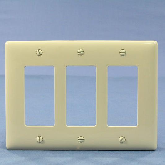 Hubbell NPJ263LA Lt Almond 3-Gang Decorator Unbreakable Mid-Size Wallplate Cover