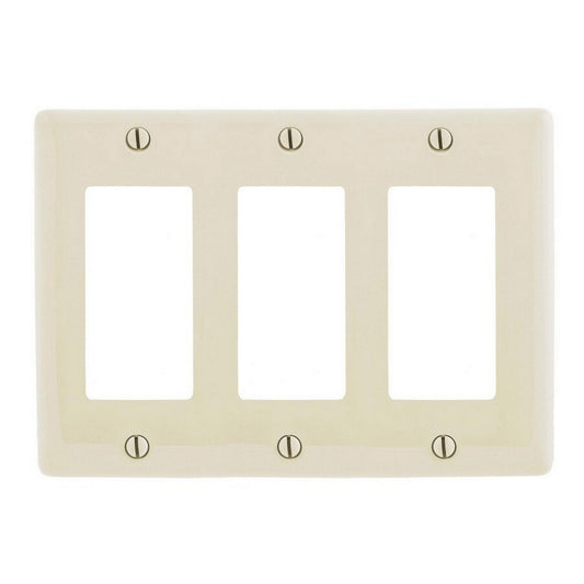 Hubbell NPJ263LAZ Light Almond 3-Gang Decorator Unbreakable Mid-Size Wallplate