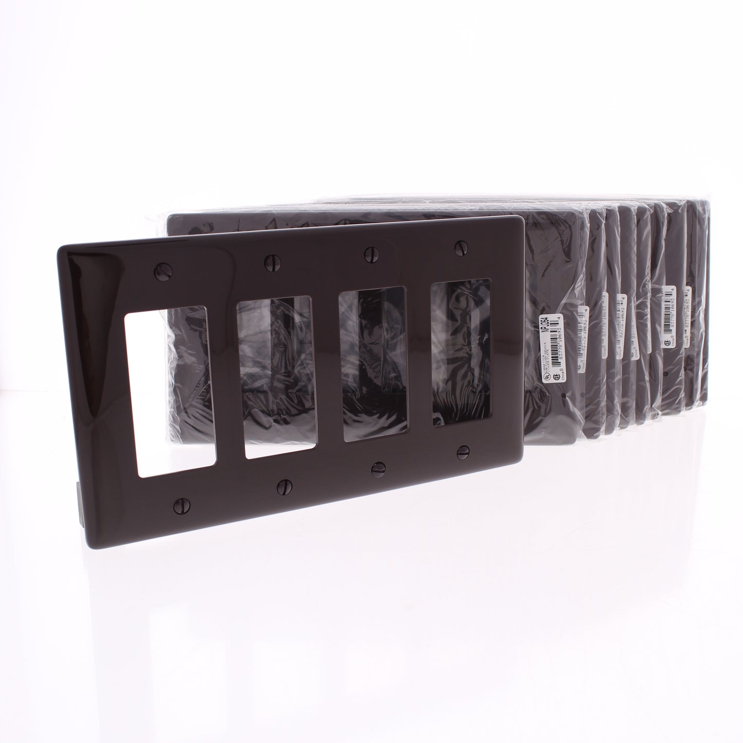 Hubbell NPJ264 Brown 4-Gang Decorator Unbreakable Mid-Size Wallplate Cover 10pcs