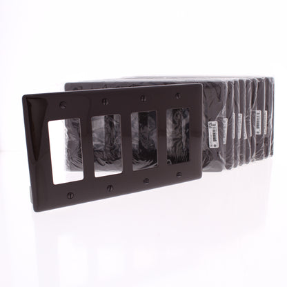 Hubbell NPJ264 Brown 4-Gang Decorator Unbreakable Mid-Size Wallplate Cover 10pcs