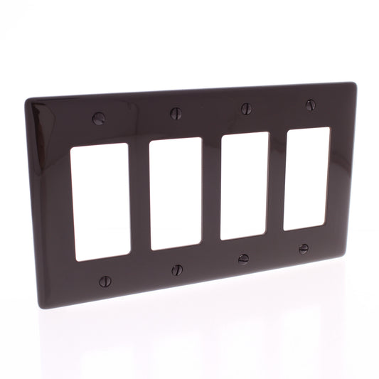 Hubbell NPJ264 Brown 4-Gang Decorator Unbreakable Mid-Size Wallplate Cover 10pcs