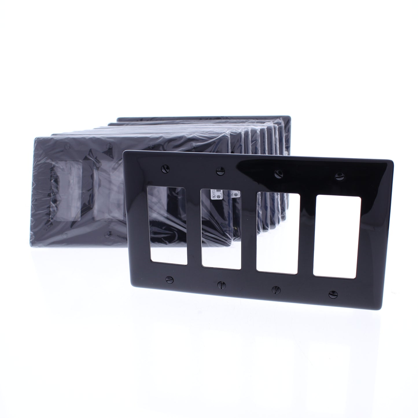 Hubbell NPJ264BK Black 4-Gang Decorator Unbreakable Midsize Wallplate Cover 10pc