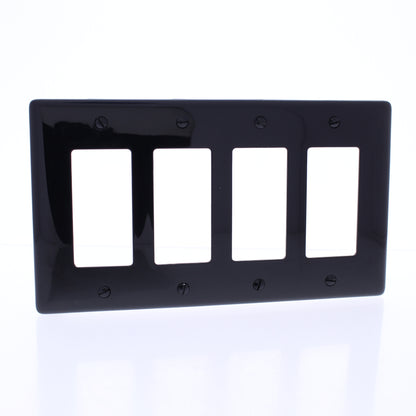 Hubbell NPJ264BK Black 4-Gang Decorator Unbreakable Midsize Wallplate Cover 10pc