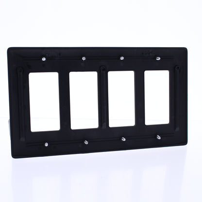 Hubbell NPJ264BK Black 4-Gang Decorator GFI Unbreakable Mid-Size Wallplate Cover