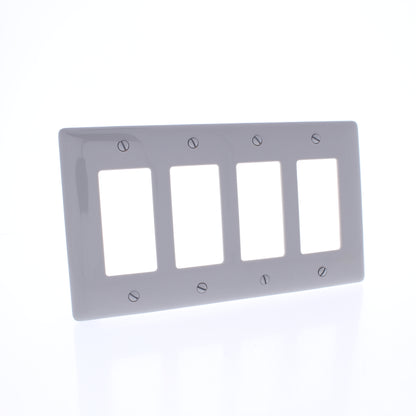 Hubbell NPJ264GY Gray 4-Gang Decorator Unbreakable Mid-Size Wallplate Cover 10pc