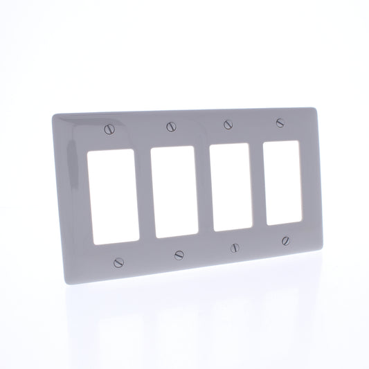 Hubbell NPJ264GY Gray 4-Gang Decorator Unbreakable Mid-Size Wallplate Cover 10pc