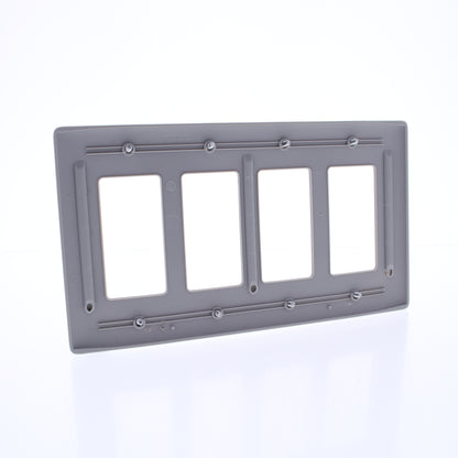 Hubbell NPJ264GY Gray 4-Gang Decorator Unbreakable Mid-Size Wallplate Cover 10pc