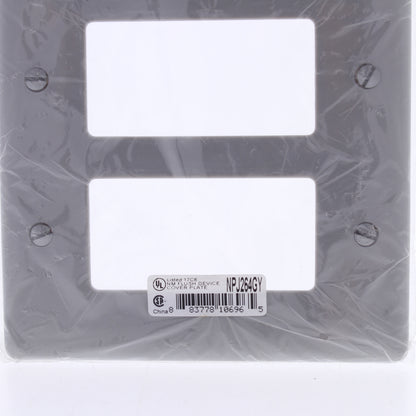 Hubbell NPJ264GY Gray 4-Gang Decorator GFCI Unbreakable Mid-Size Wallplate Cover