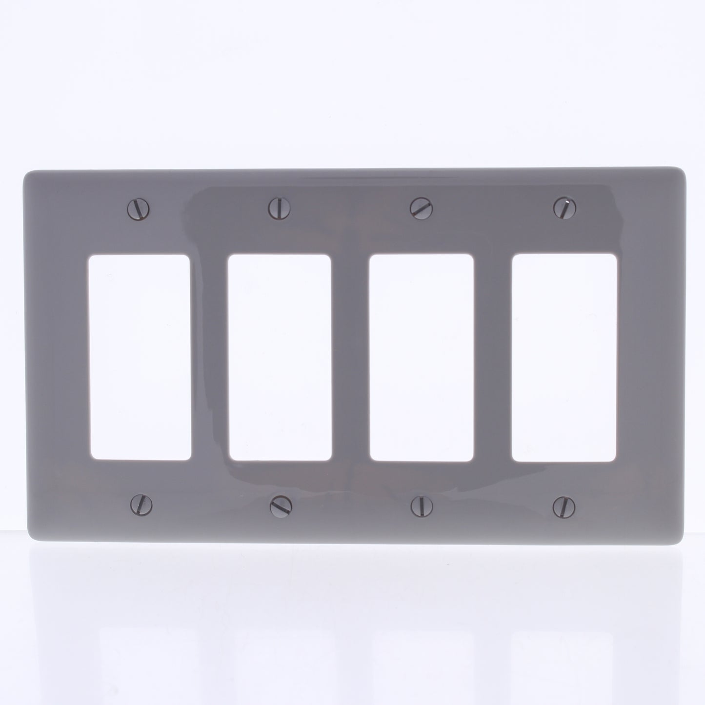 Hubbell NPJ264GY Gray 4-Gang Decorator GFCI Unbreakable Mid-Size Wallplate Cover