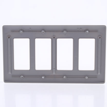 Hubbell NPJ264GY Gray 4-Gang Decorator GFCI Unbreakable Mid-Size Wallplate Cover