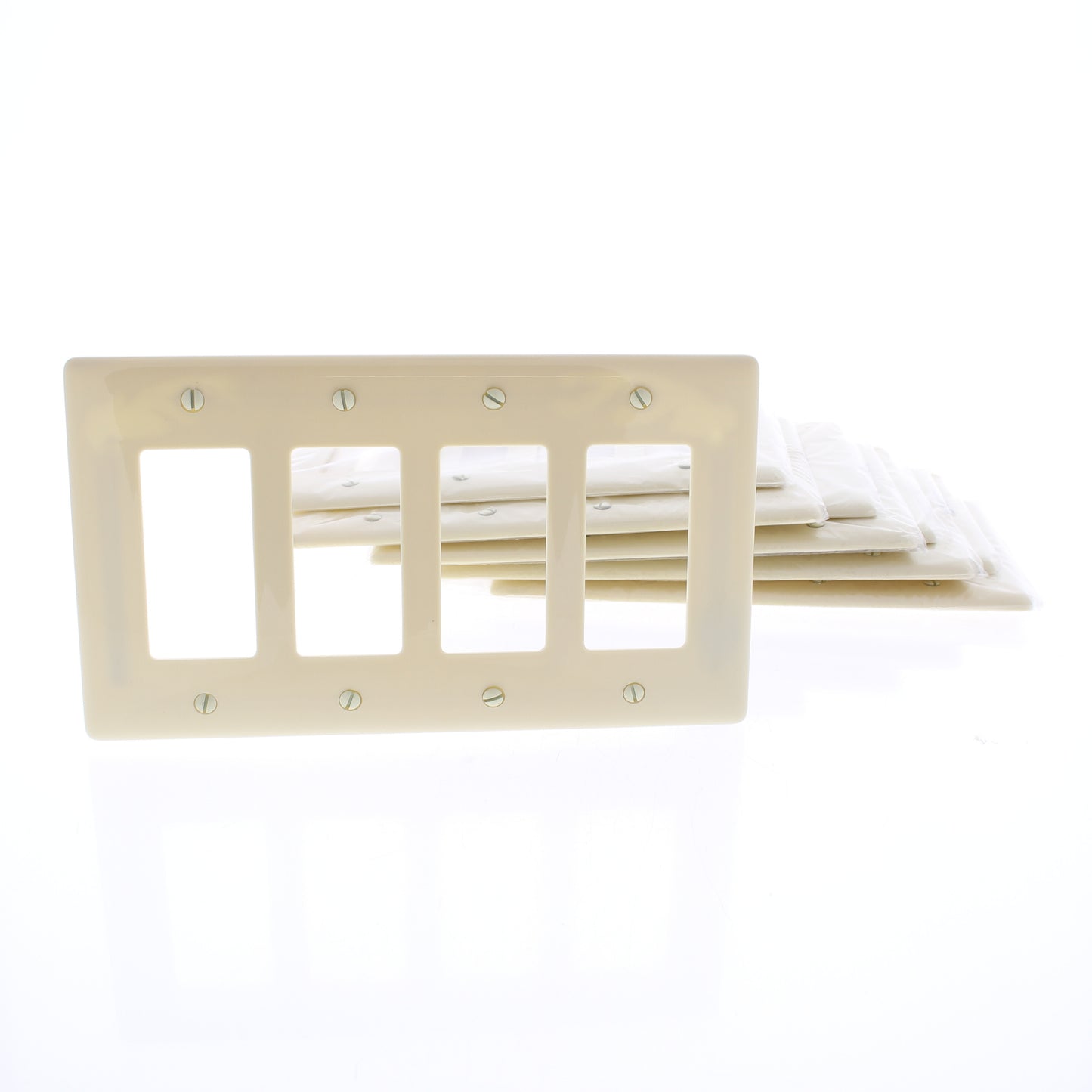 Hubbell NPJ264I Ivory 4-Gang Decorator GFCI Cover Mid-Size Nylon Wallplate 10pcs