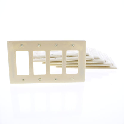 Hubbell NPJ264I Ivory 4-Gang Decorator GFCI Cover Mid-Size Nylon Wallplate 10pcs