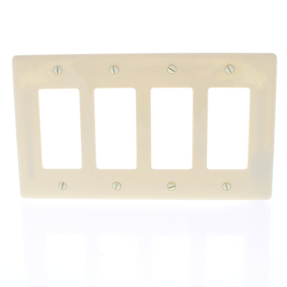 Hubbell NPJ264I Ivory 4-Gang Decorator GFCI Cover Mid-Size Nylon Wallplate 10pcs