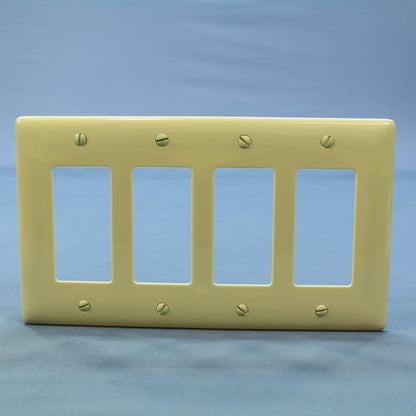 Hubbell NPJ264I Ivory 4-Gang Decorator GFCI Unbreakable Mid-Size Wallplate Cover