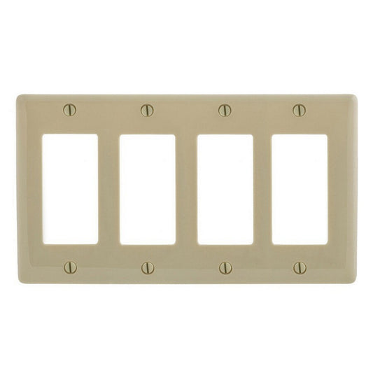 Hubbell NPJ264IZ Ivory 4-Gang Decorator GFI Unbreakable Mid-Size Wallplate Cover