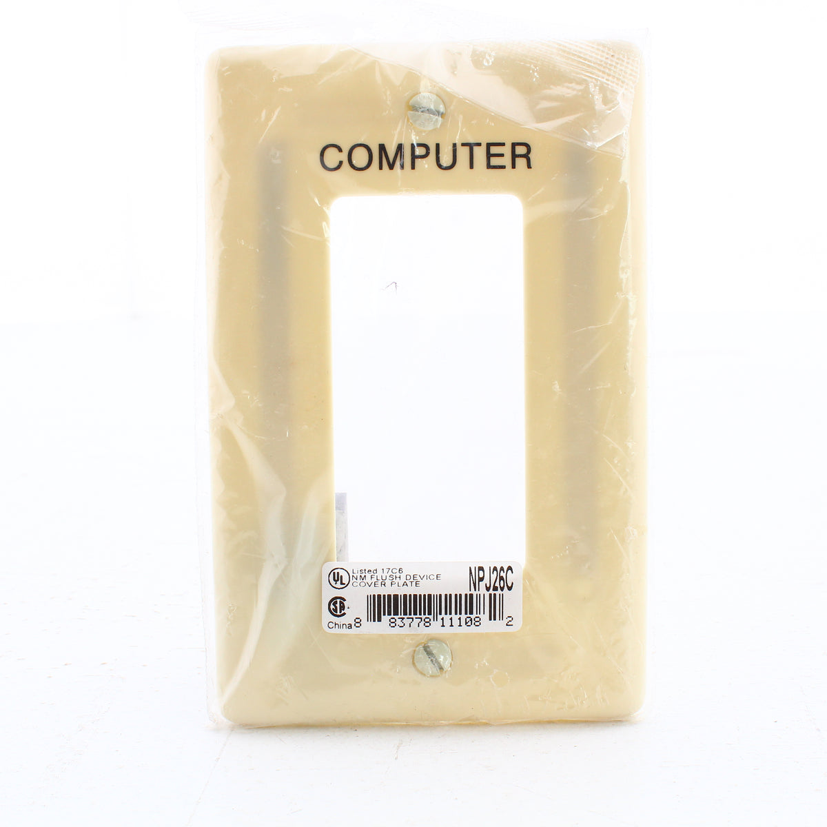 Hubbell NPJ26C Ivory 1-Gang Unbreakable Nylon Mid-Size Wallplate Computer Cover