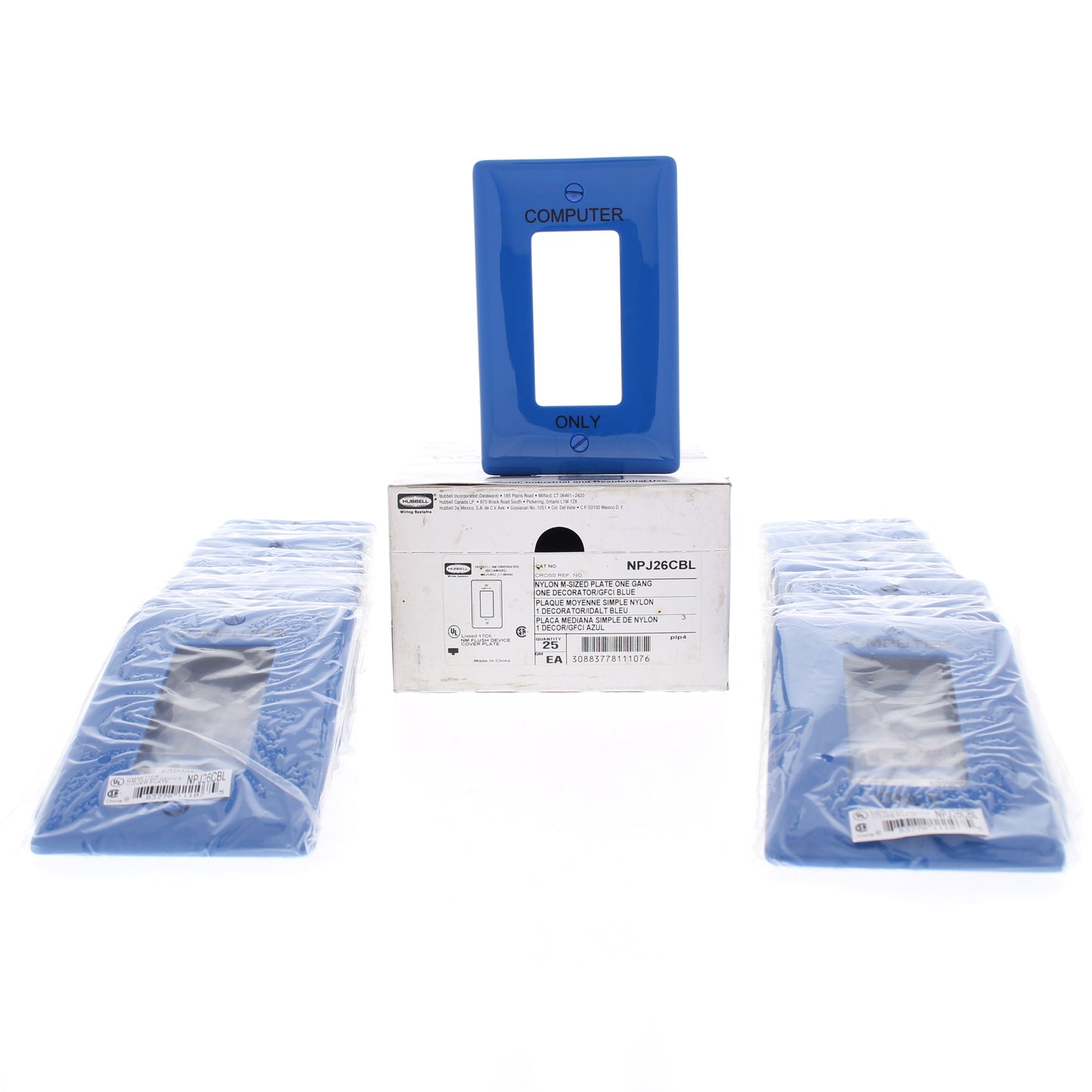 Hubbell NPJ26CBL Blue 1-Gang 1-Gang Unbreakable Mid-Size Wallplate Cover 25pcs