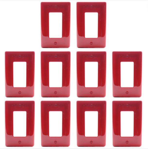 Hubbell NPJ26R Red 1-Gang 1-Gang Unbreakable Nylon Mid-Size Wallplate Cover 10pc