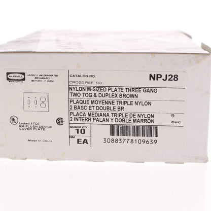 Hubbell NPJ28 Brown 3-Gang Toggle Duplex Unbreakable Midsize Wallplates 10pcs