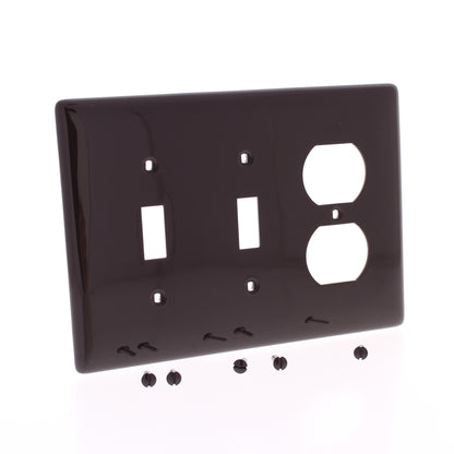 Hubbell NPJ28 Brown 3-Gang Toggle Duplex Unbreakable Midsize Wallplates 10pcs