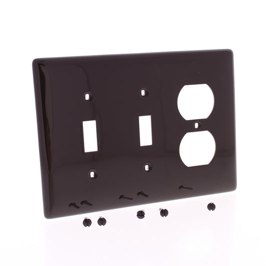 Hubbell NPJ28 Brown 3-Gang Toggle Duplex Unbreakable Midsize Wallplates 10pcs