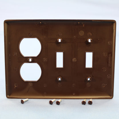 Hubbell NPJ28 Brown 3-Gang Duplex Outlet Switch Unbreakable Mid-Size Wallplate