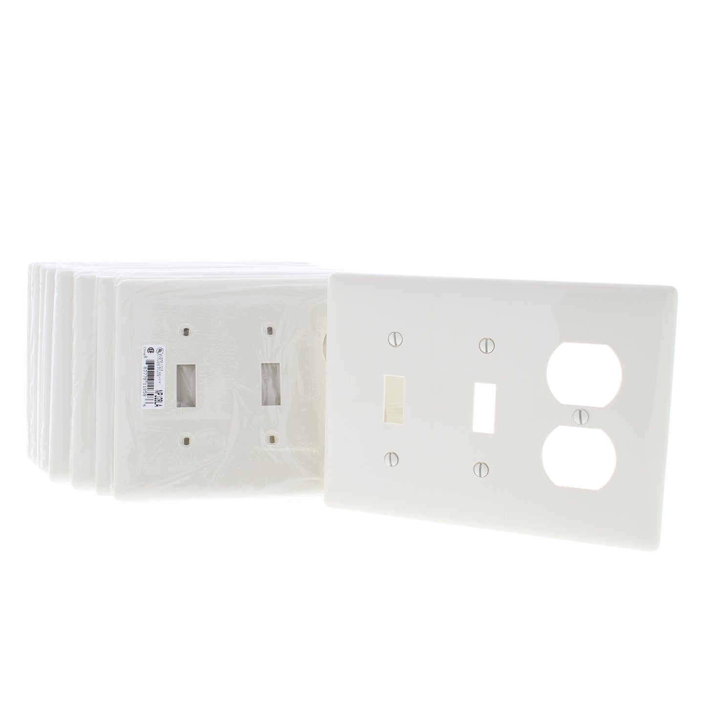 Hubbell NPJ28LA Lt Almond 3-Gang Outlet Toggle Switch Mid-Size Nylon Cover 10pcs
